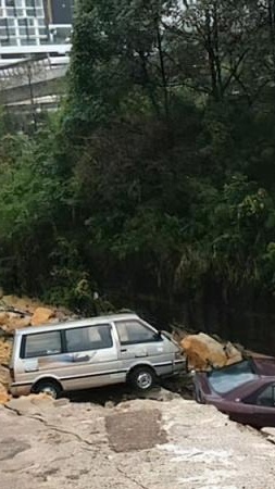 Locals save 10 cars before drain collapses near Seri Kembangan