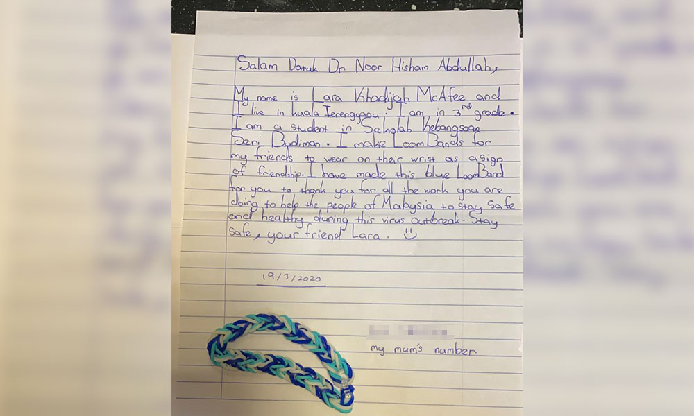 ‘Loom band’ dari adik Lara, terima kasih Dr Noor Hisham