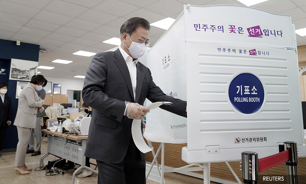 S Korean coronavirus patients vote as general election kicks off