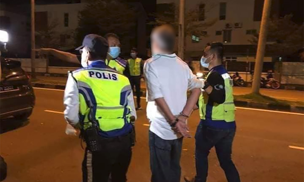 Drunk senior citizen nearly rams roadblock