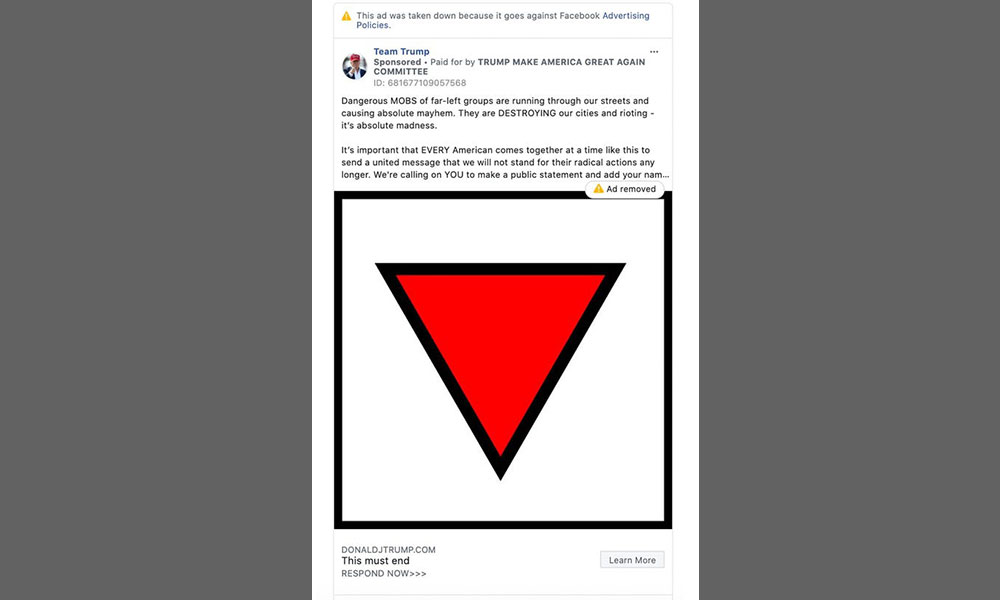 Facebook takes down Trump ads over 'organised hate' policy