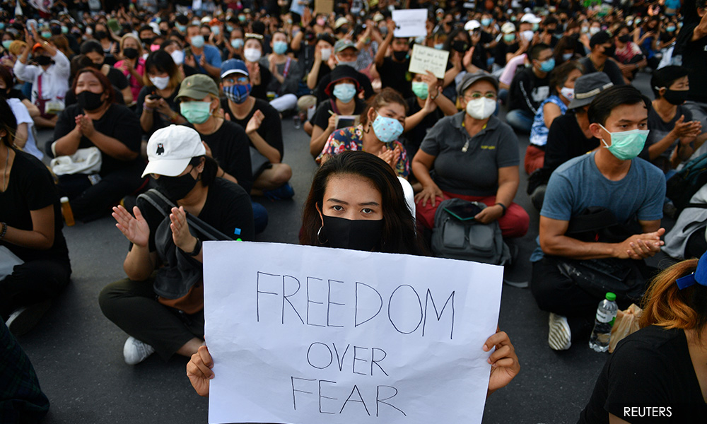 In rare move, Thai protesters openly criticise monarchy