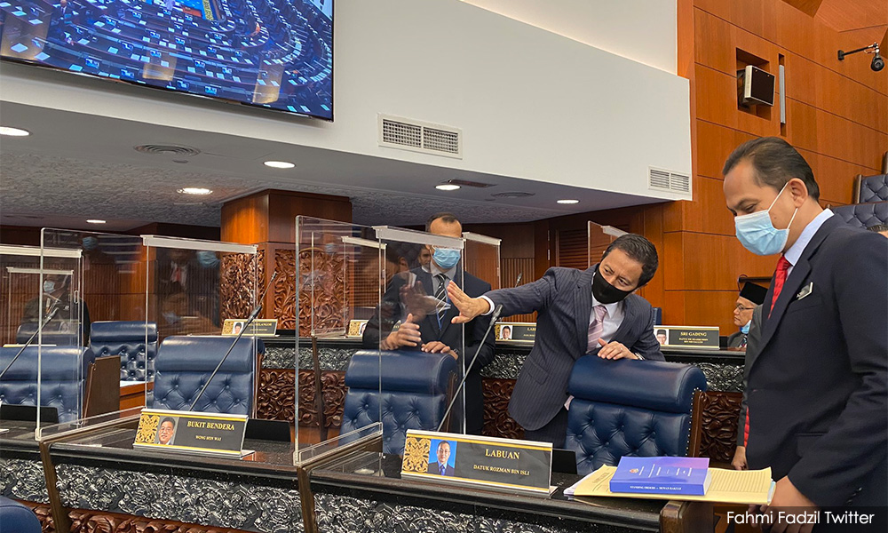 Transparent barrier installed between MPs' seats to reduce risk of Covid-19 infection