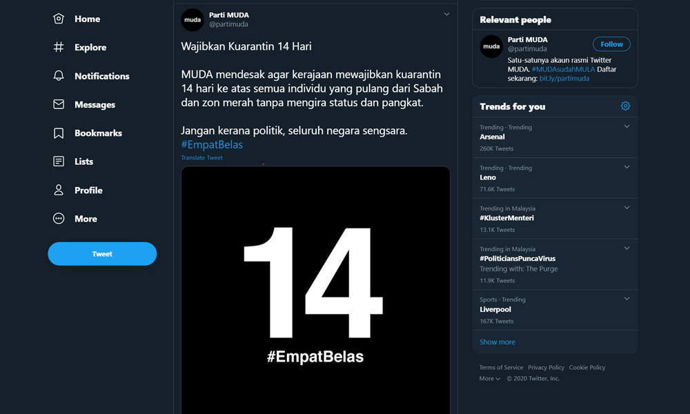Muda gesa wajibkan kuarantin 14 hari untuk individu pulang dari Sabah, zon merah
