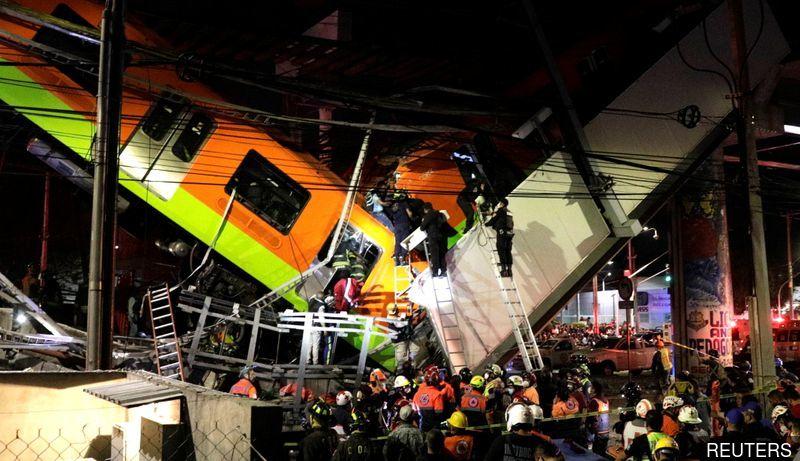 Mexico City rail overpass collapses onto road, killing at least 23