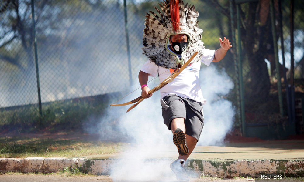 Cops use tear gas, rubber bullets at indigenous protest for land rights in Brazil