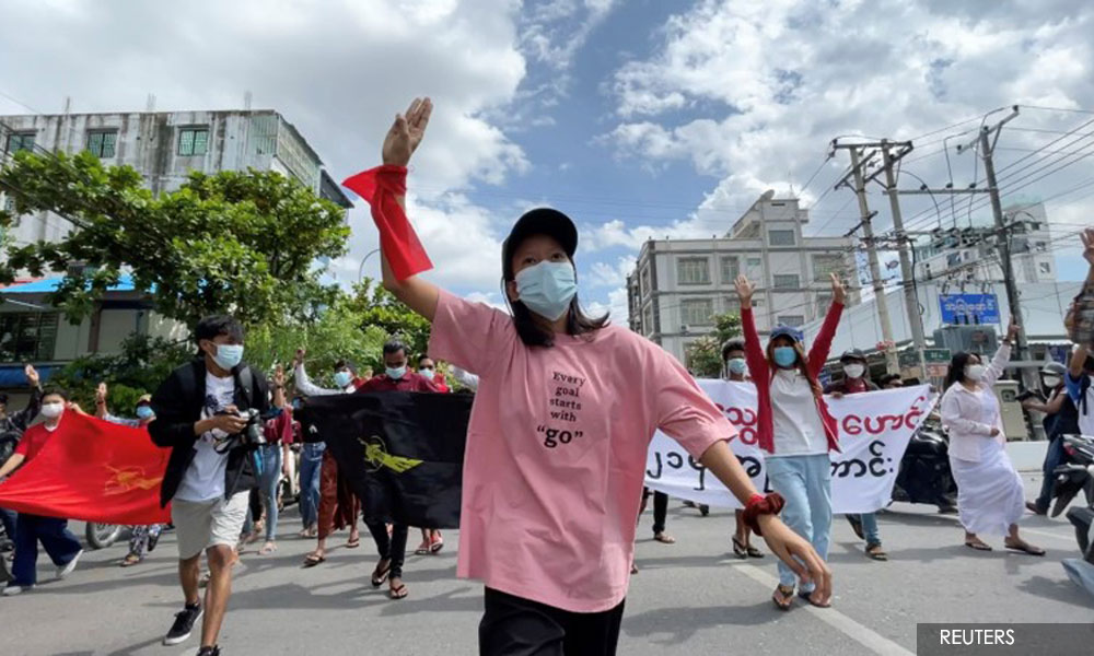 Anti-military protests in Myanmar on anniversary of 1988 uprising