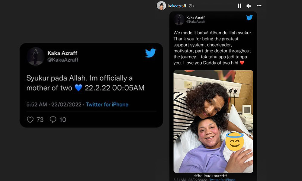 Kaka Azraff timang bayi kedua pada tarikh 22.2.22