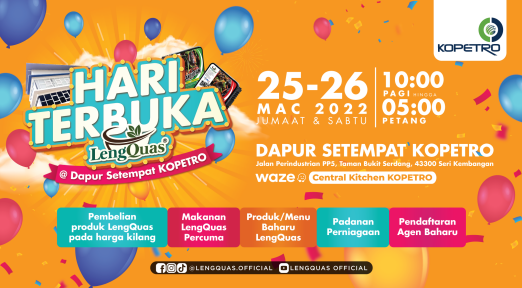 Makan percuma & jualan harga kilang sempena Hari Terbuka LengQuas di dapur setempat KOPETRO