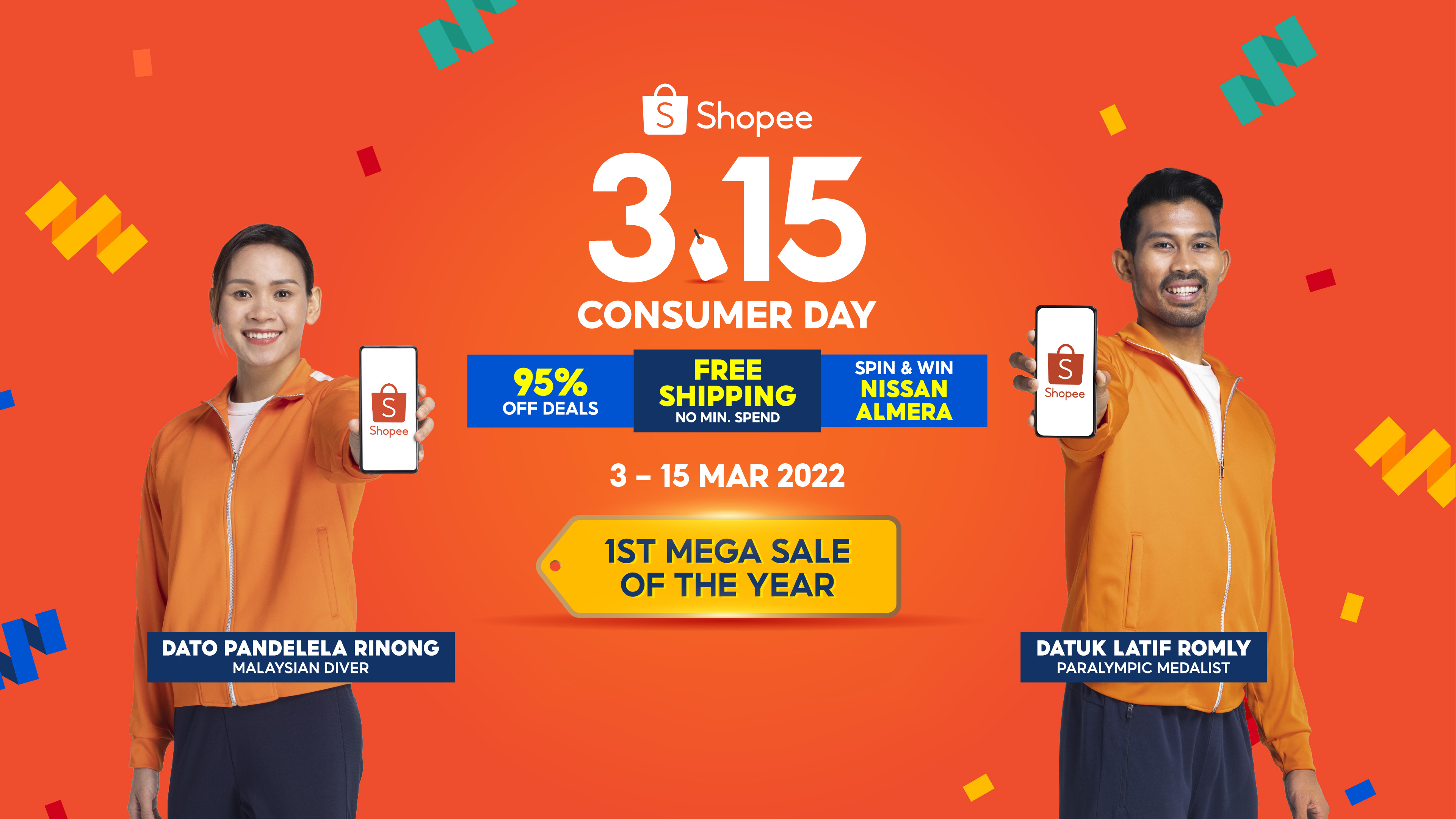 Celebrate YOU with Dato Pandelela Rinong and Datuk Abdul Latif Romly this Shopee 3.15 Consumer Day
