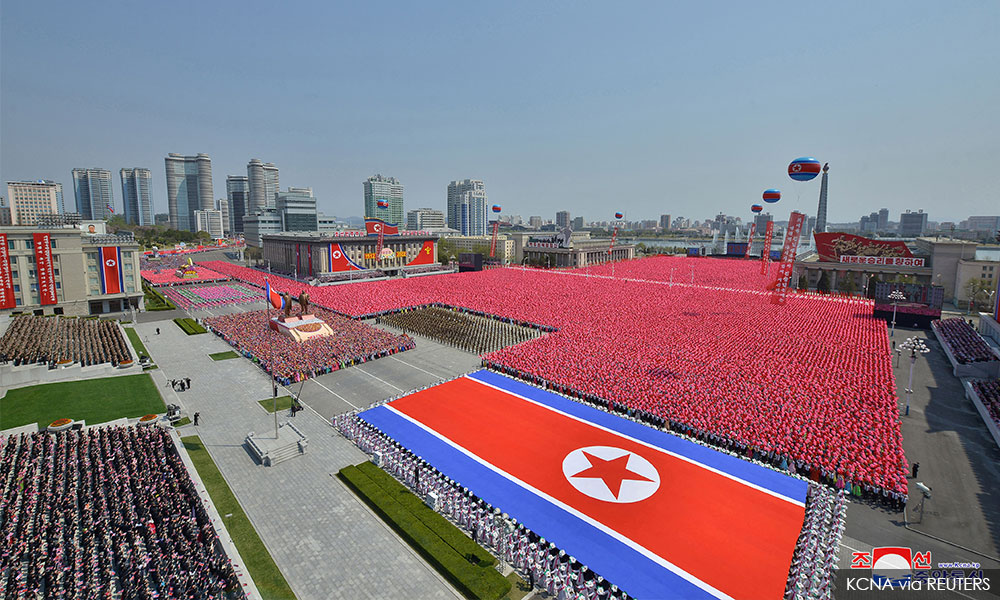 N Korea celebrates founder with dance, music but no military parade