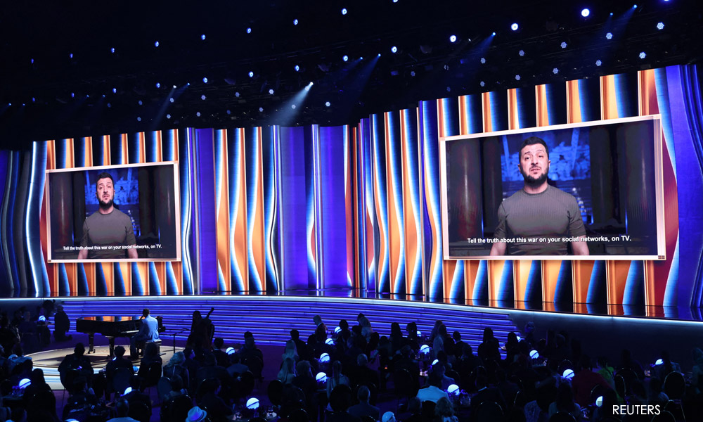 Ukraine's Zelenskiy asks Grammys audience to support 'in any way you can'