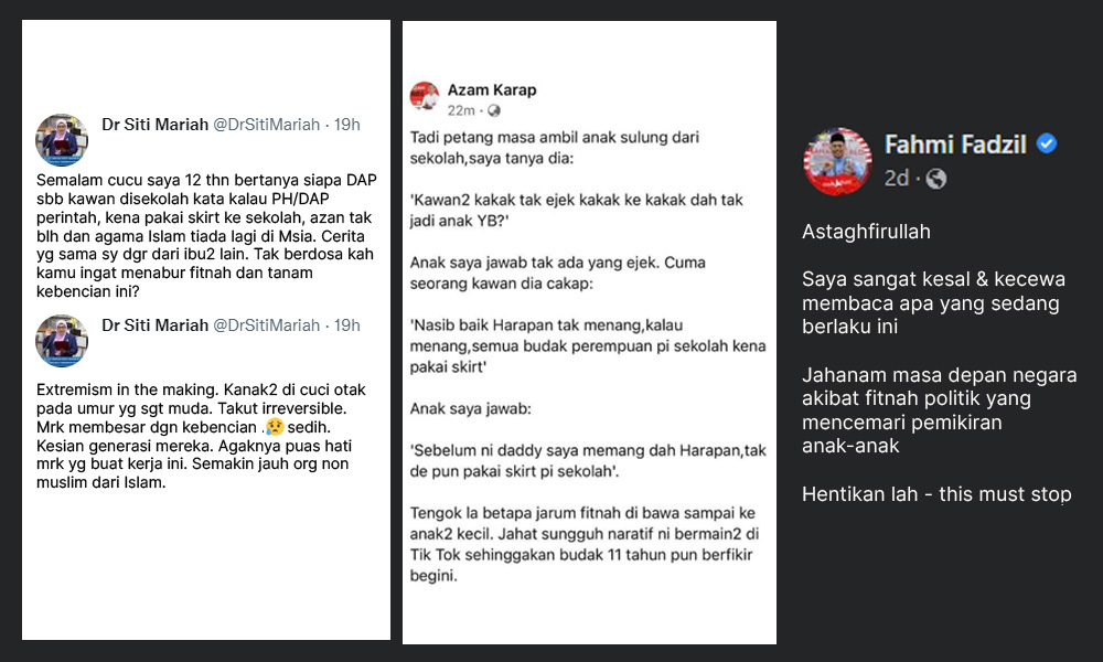 School kids returning home saying Harapan anti-Islam, leaders share