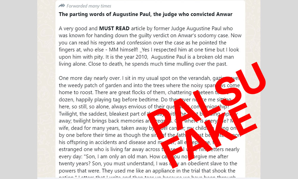 Fact-check: 'Last words of Augustine Paul' is fiction