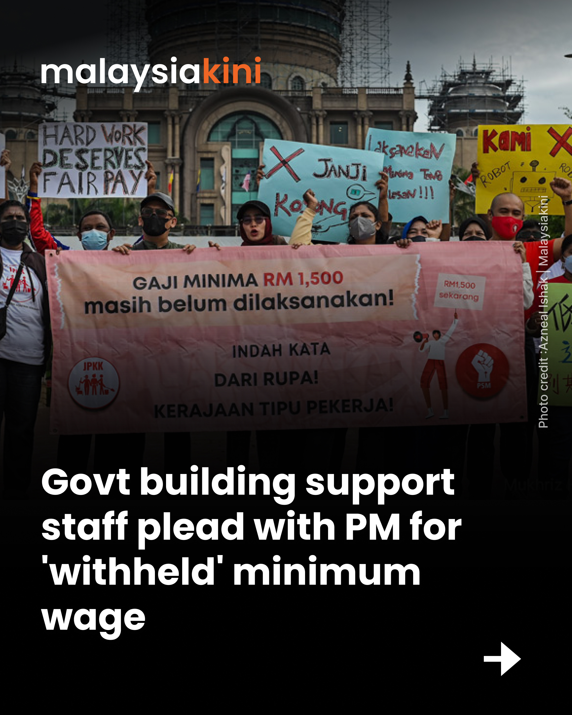 Govt building support staff plead with PM for 'withheld' minimum wage