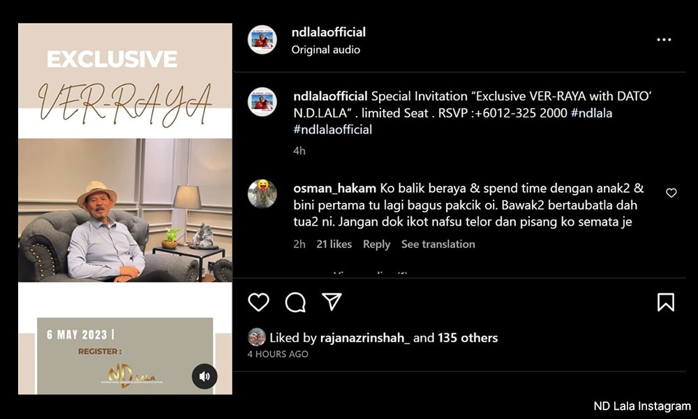 Undangan beraya ND Lala disambut sinis