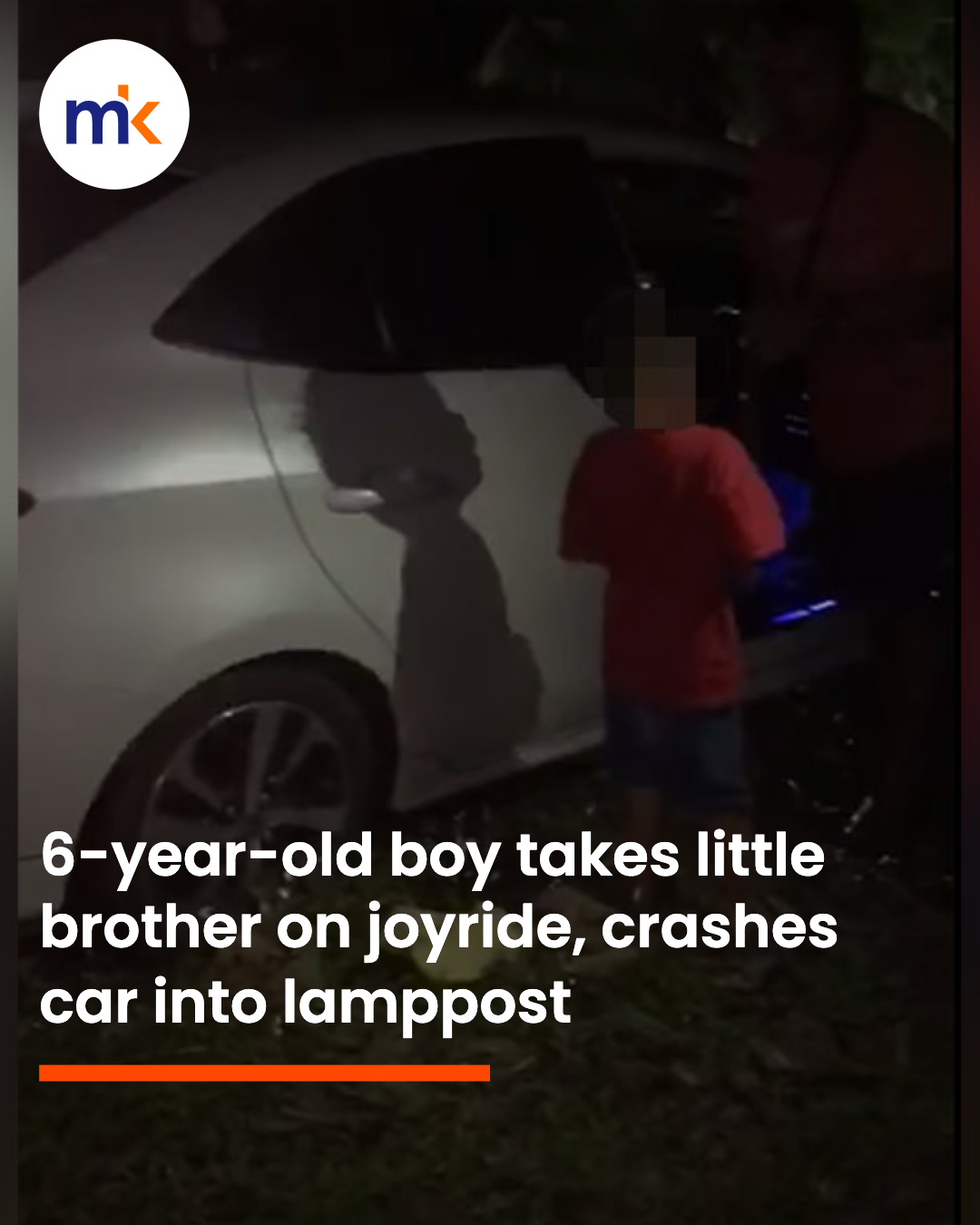 6-year-old boy takes little brother on joyride, crashes car into lamppost