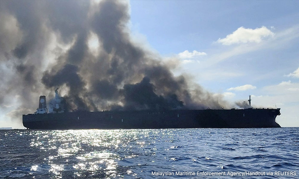 Oil tanker fire Search and rescue operation suspended