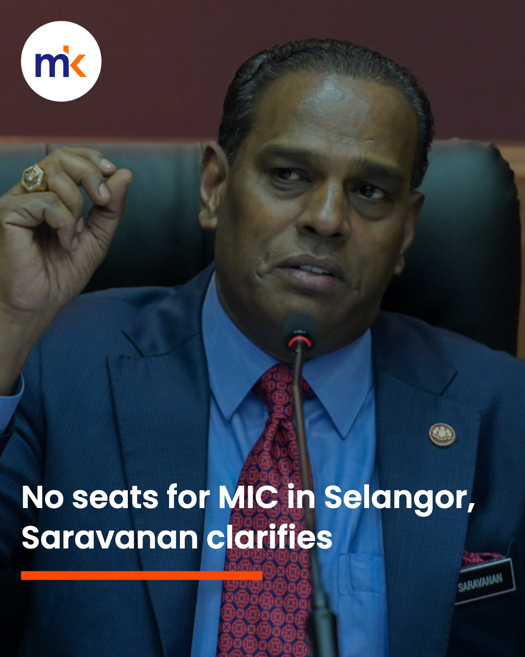 No seats for MIC in Selangor, Saravanan clarifies