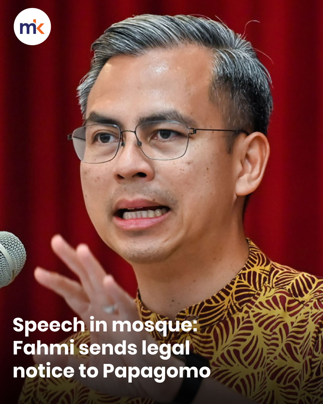Speech in mosque: Fahmi sends legal notice to Papagomo