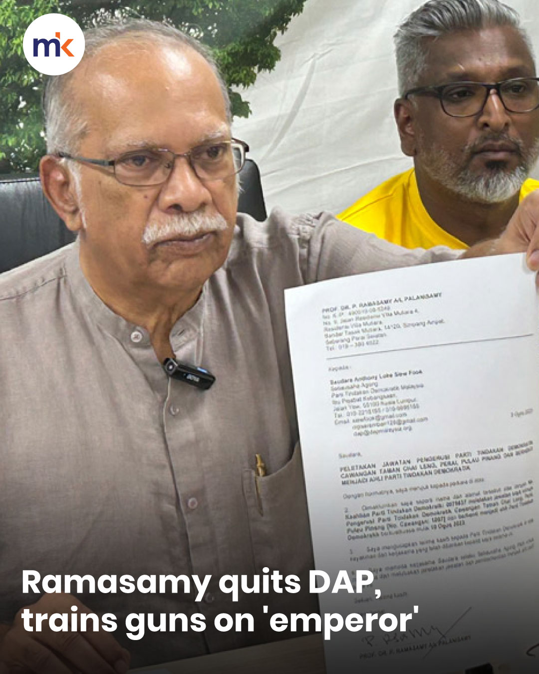 Ramasamy quits DAP, trains guns on 'emperor'