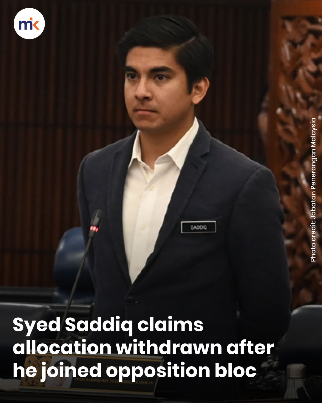 Syed Saddiq claims allocation withdrawn after he joined opposition bloc
