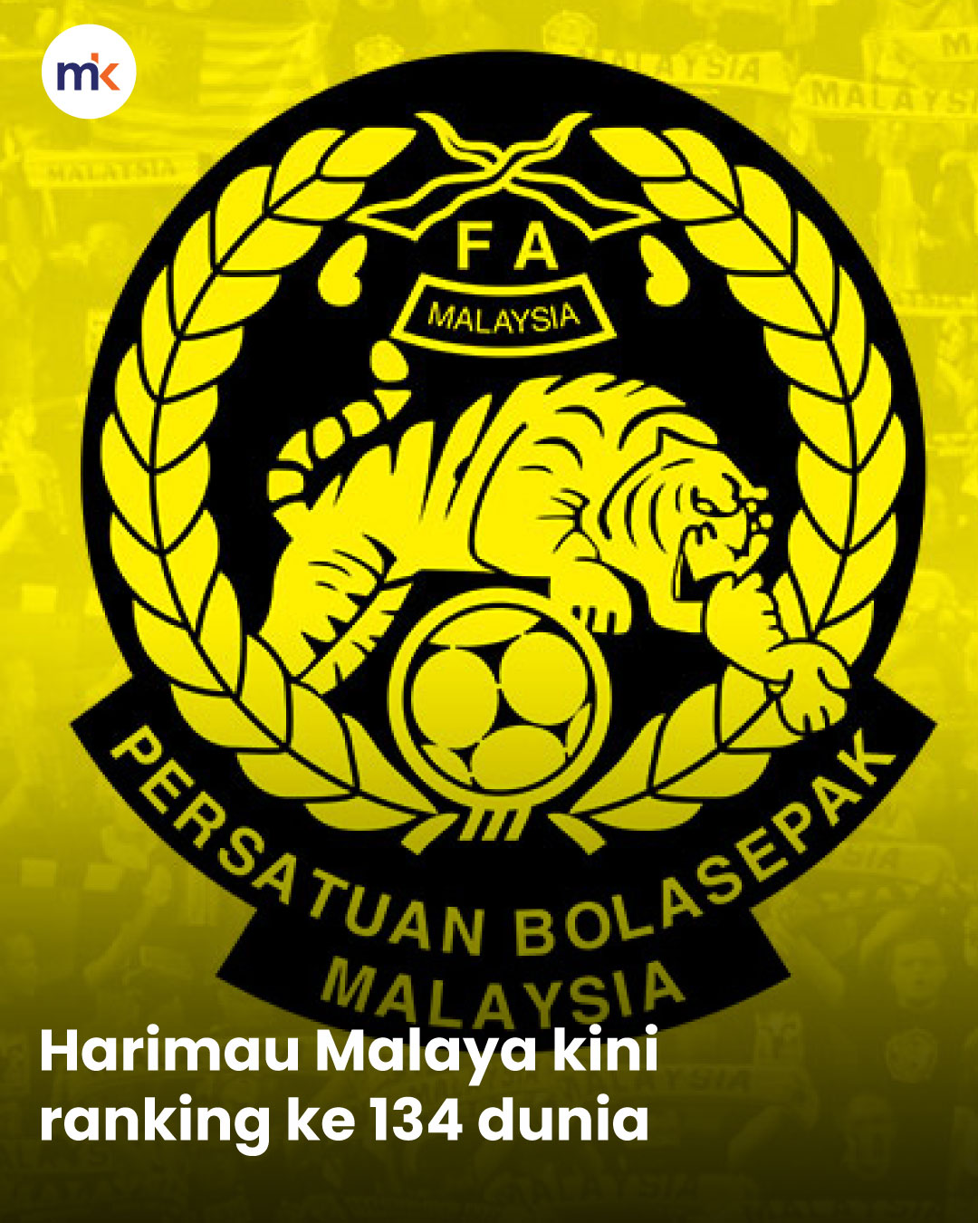 Harimau Malaya kini ranking ke 134 dunia