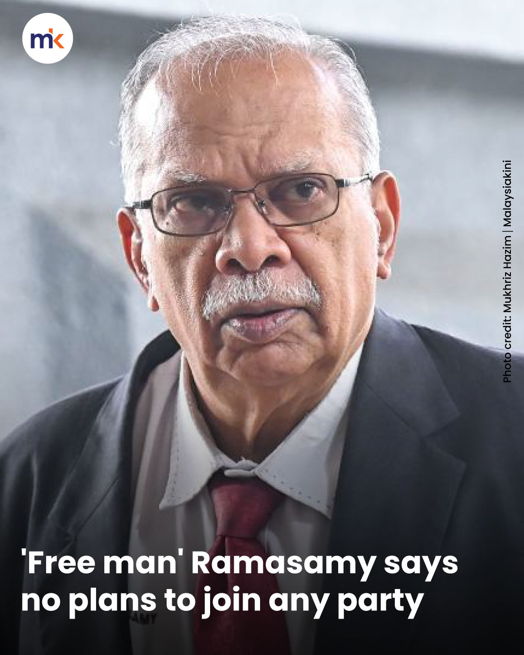 'Free man' Ramasamy says no plans to join any party
