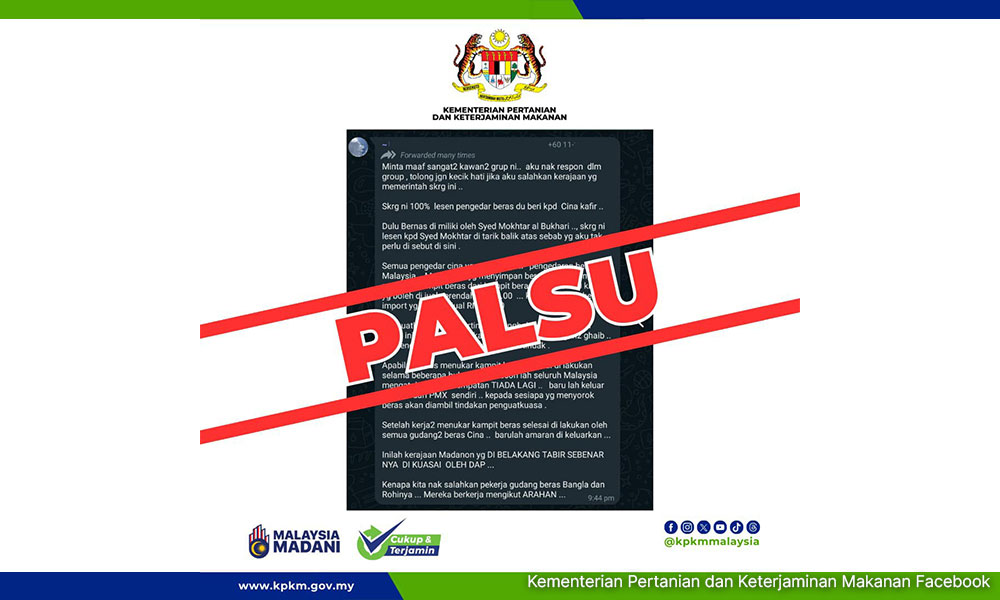 Mesej dakwa lesen beras Bernas ditarik balik palsu