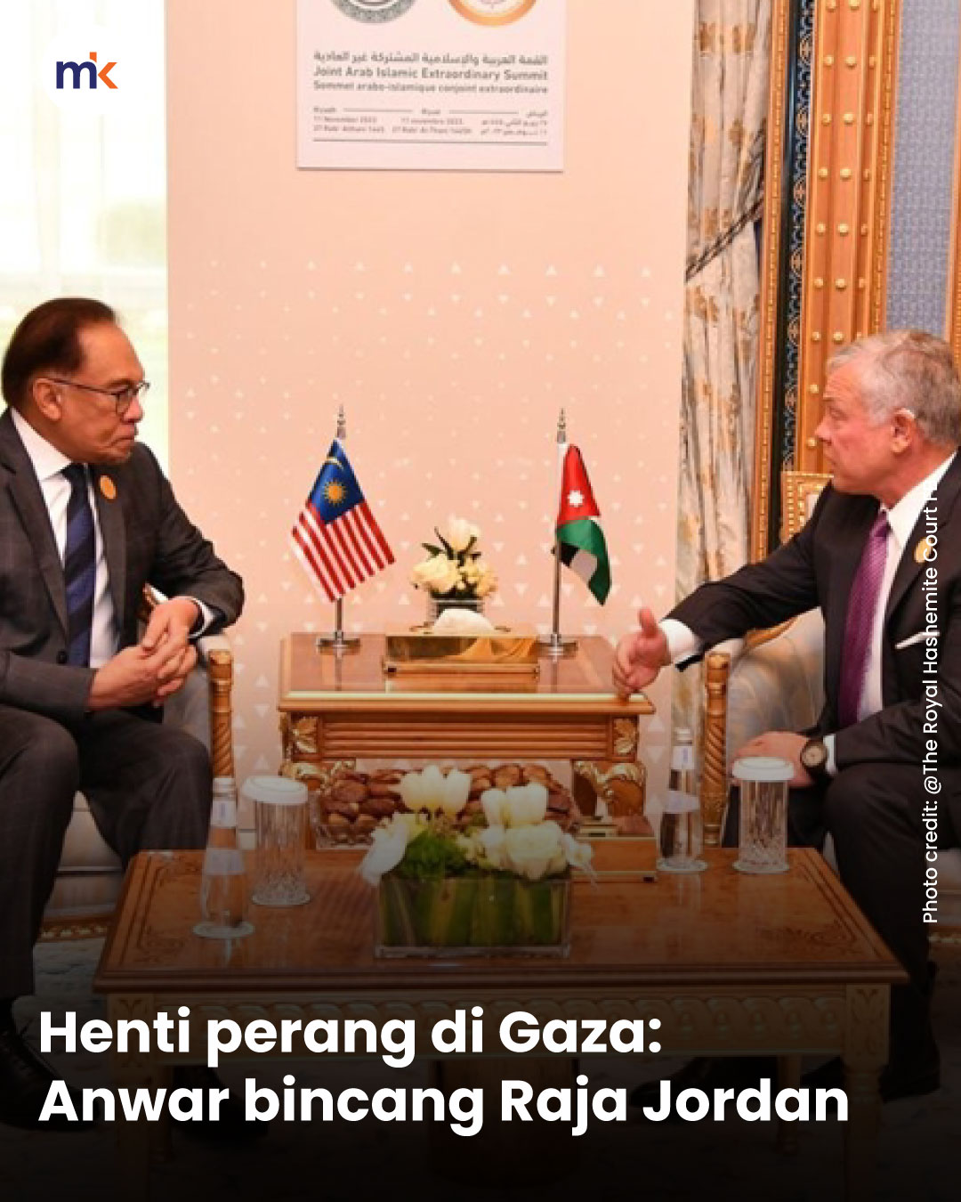 Henti perang di Gaza: Anwar bincang Raja Jordan
