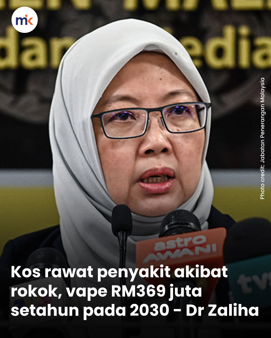 Kos rawat penyakit akibat rokok, vape RM369 juta setahun pada 2030 - Dr Zaliha