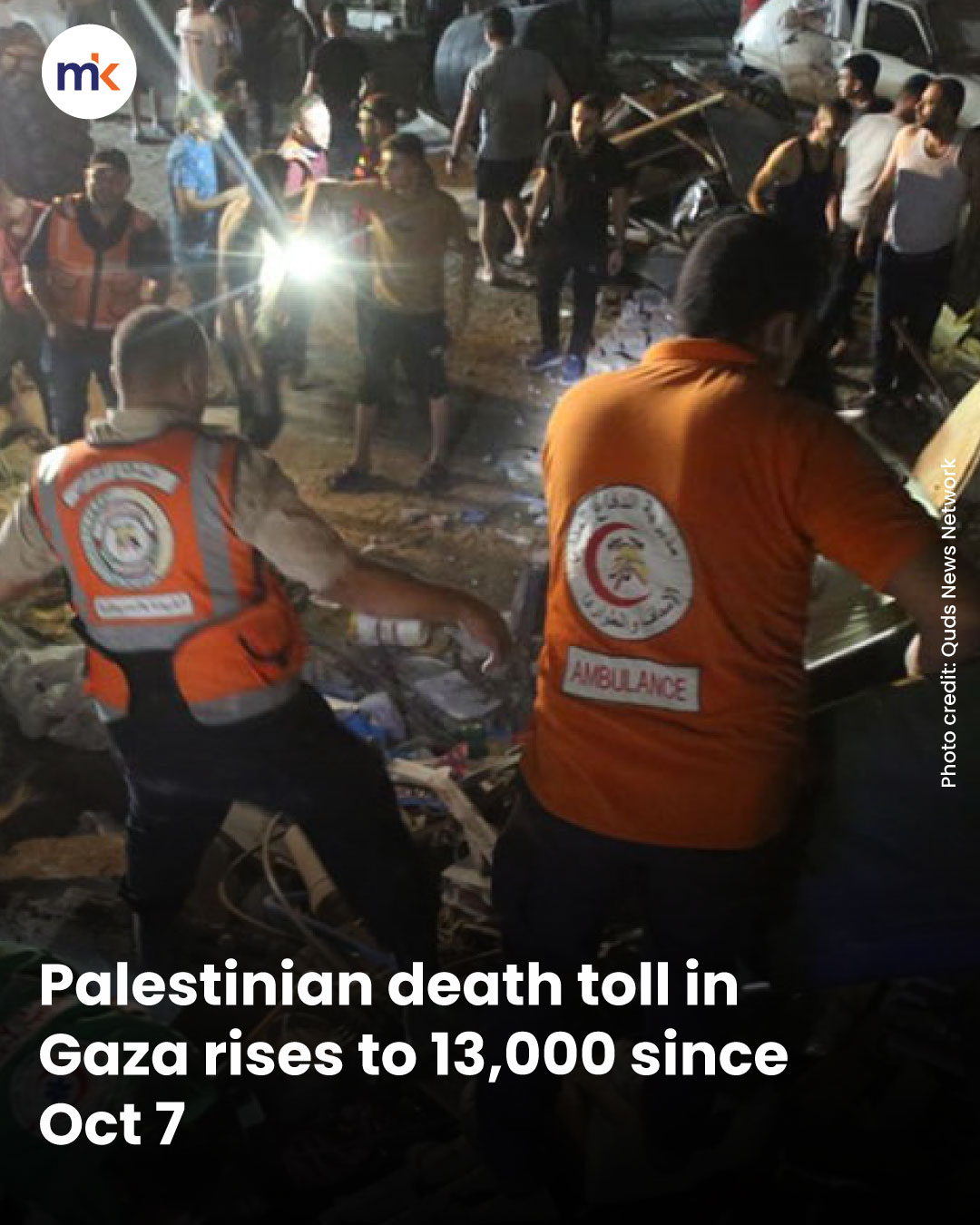 Palestinian death toll in Gaza rises to 13,000 since Oct 7