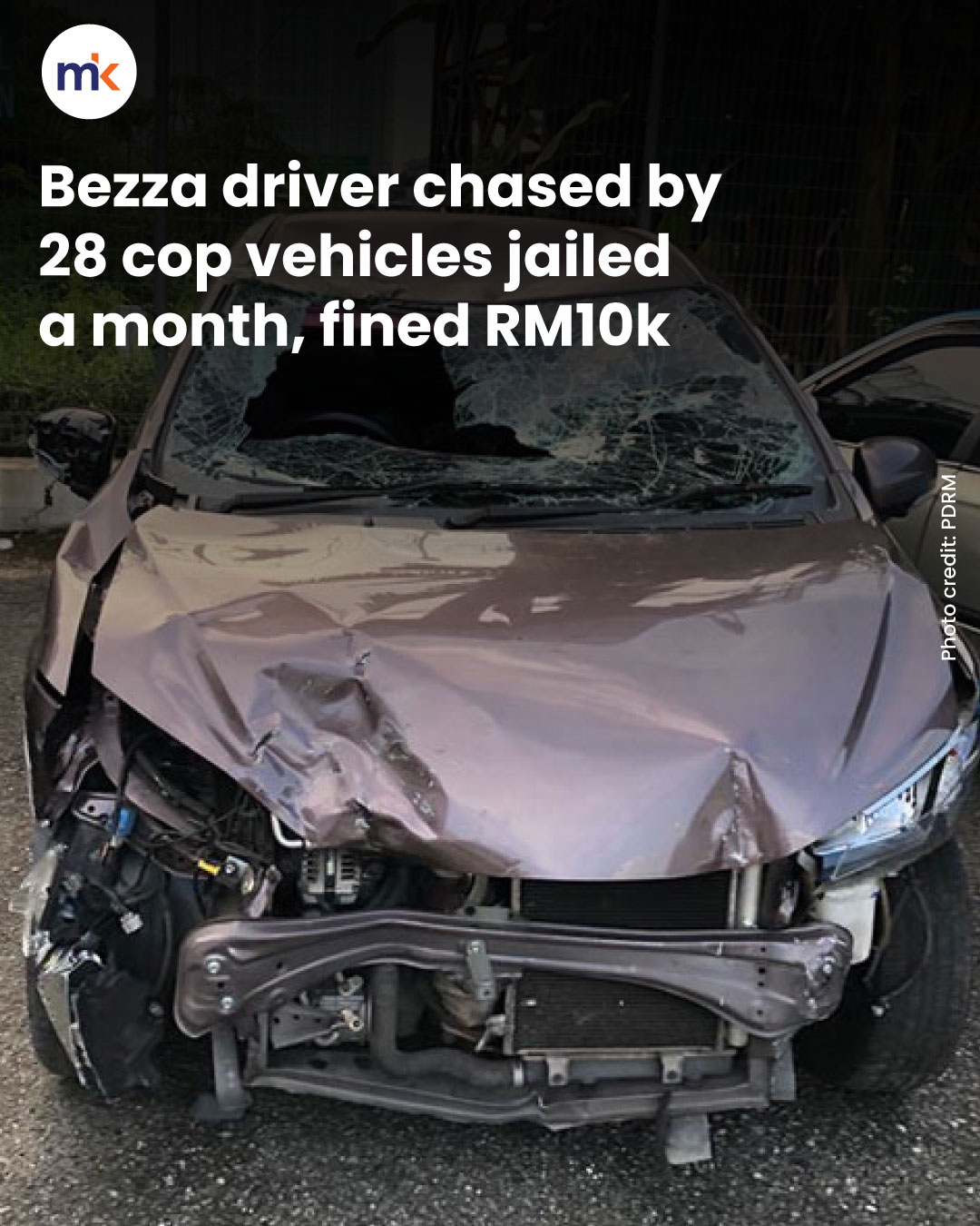 Bezza driver chased by 28 cop vehicles jailed a month, fined RM10k