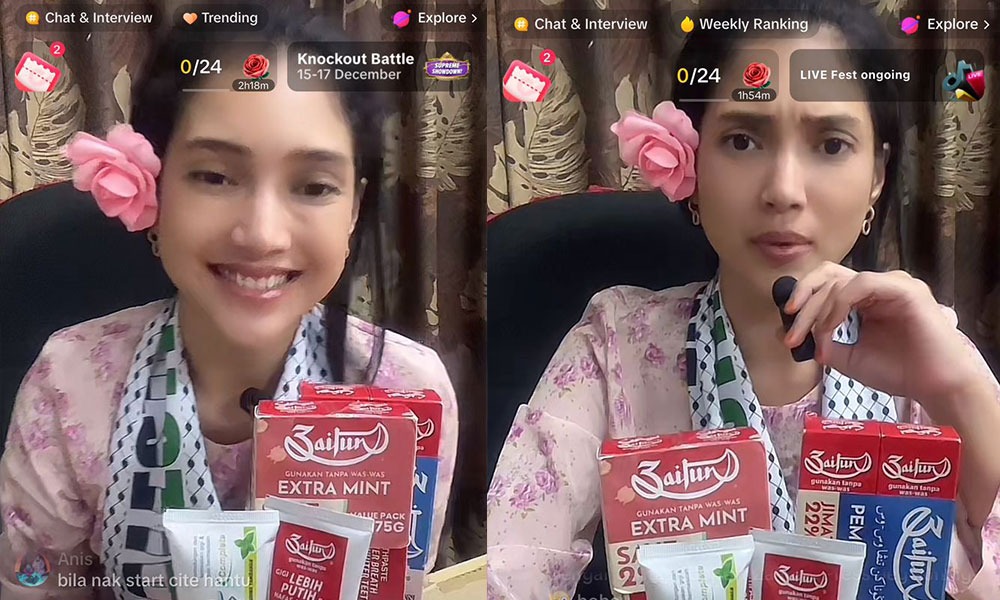 Jualan ubat gigi Zaitun naik gara-gara TikTok LIVE Atikah Suhaime