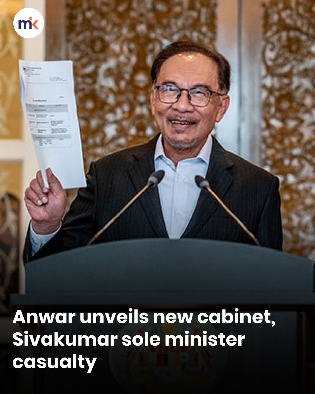 Anwar unveils new cabinet, Sivakumar sole minister casualty