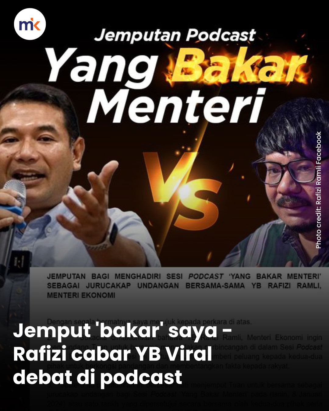 Jemput 'bakar' saya - Rafizi cabar YB Viral debat di podcast