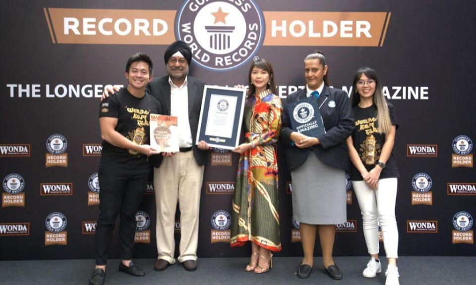 Wonda Coffee bids for the global stage by setting yet another Guinness World Record for the longest magazine published at 715.2cm!