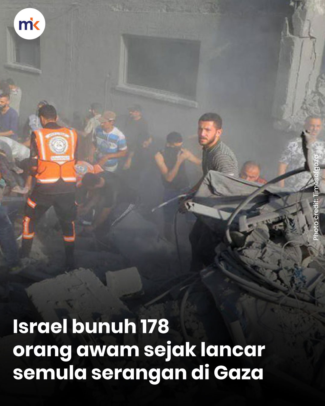 Israel bunuh 178 orang awam sejak lancar semula serangan di Gaza
