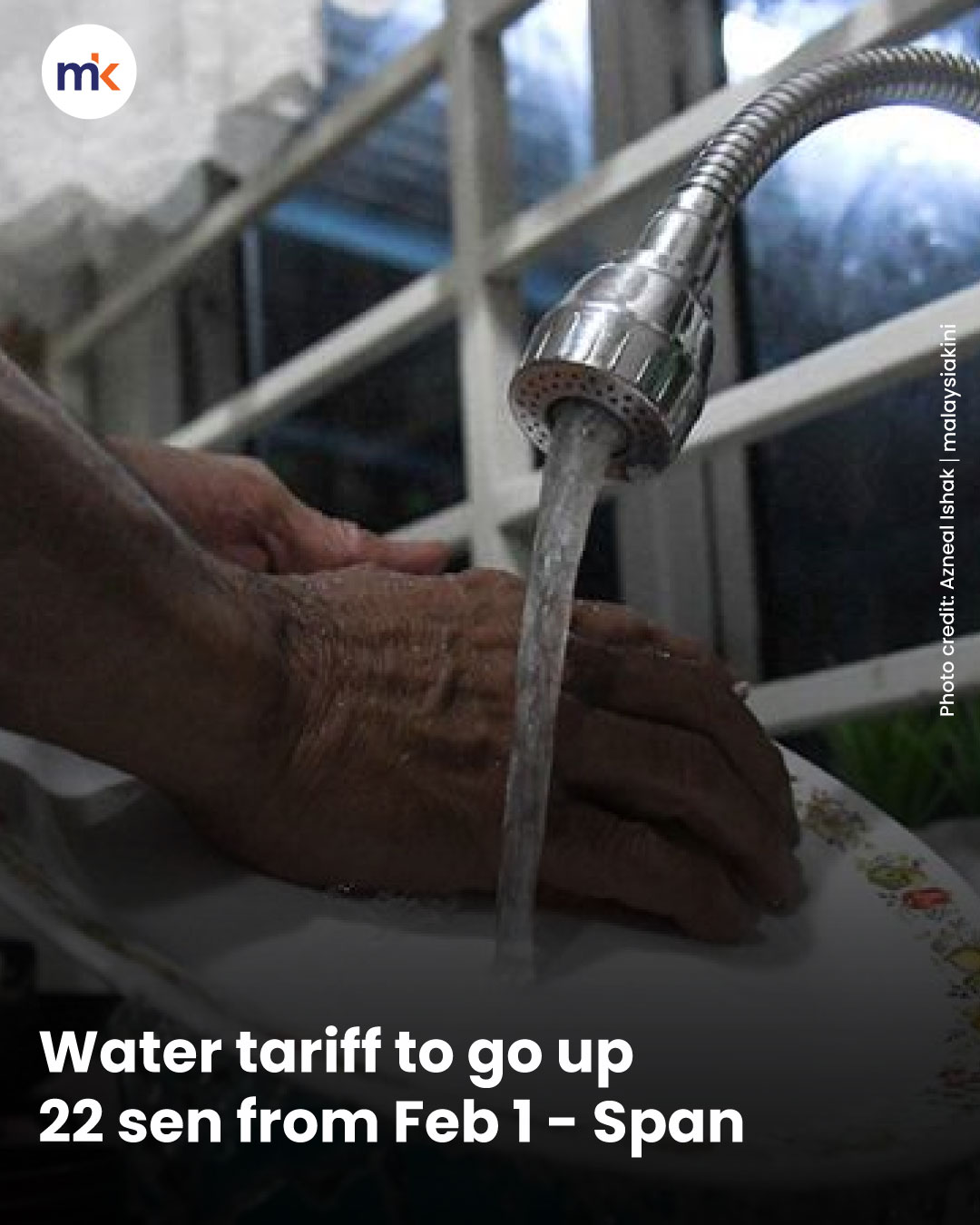 Water tariff to go up 22 sen from Feb 1 - Span