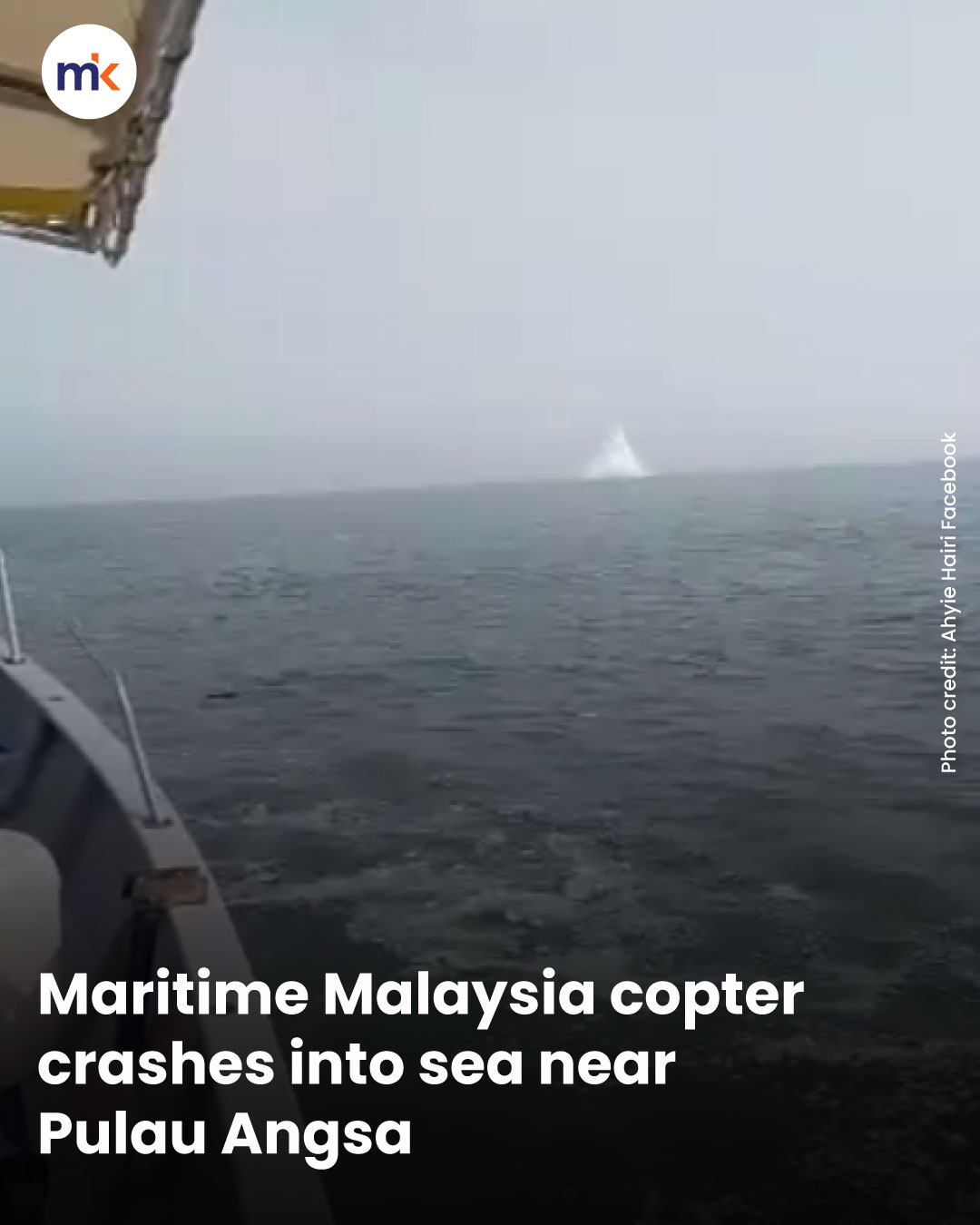 Maritime Malaysia copter crashes into sea near Pulau Angsa