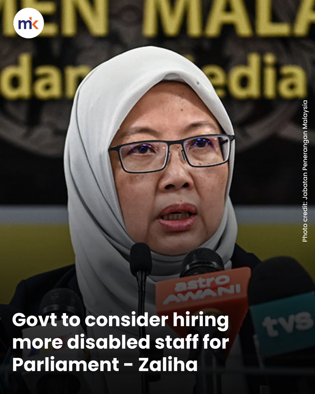 Govt to consider hiring more disabled staff for Parliament - Zaliha