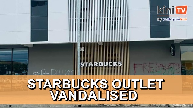 Starbucks outlet in Sabah vandalised with '#Boikot, Free Palestine' graffiti