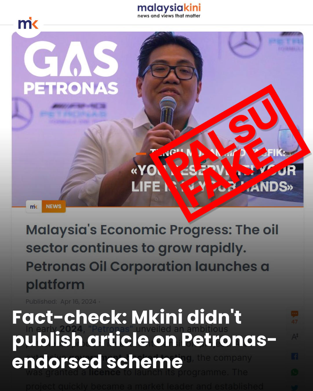 Fact-check: Mkini didn't publish article on Petronas-endorsed scheme