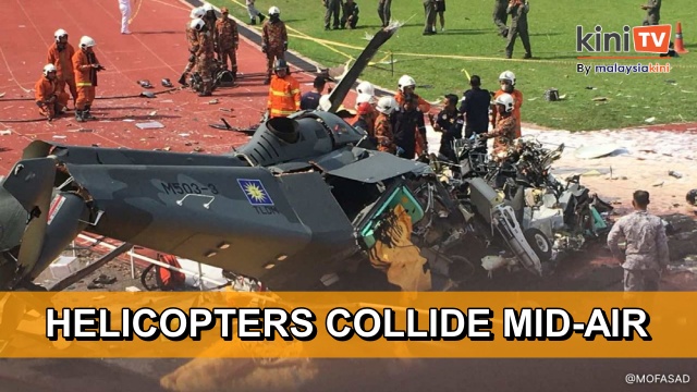 Two armed forces helicopters crash during Navy celebration prep in Lumut