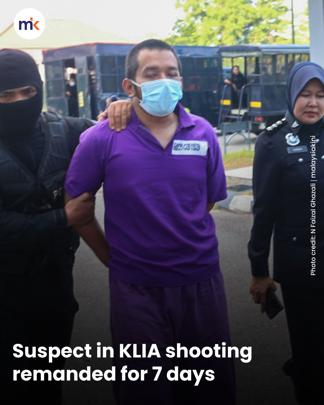 Suspect in KLIA shooting remanded for 7 days