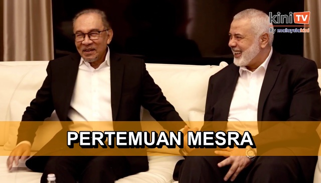 [Visual] Pertemuan mesra Anwar dan pemimpin Hamas di Qatar