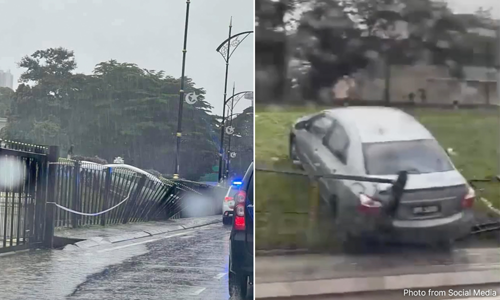 Car skids, crashes into gates of Istana Besar Johor