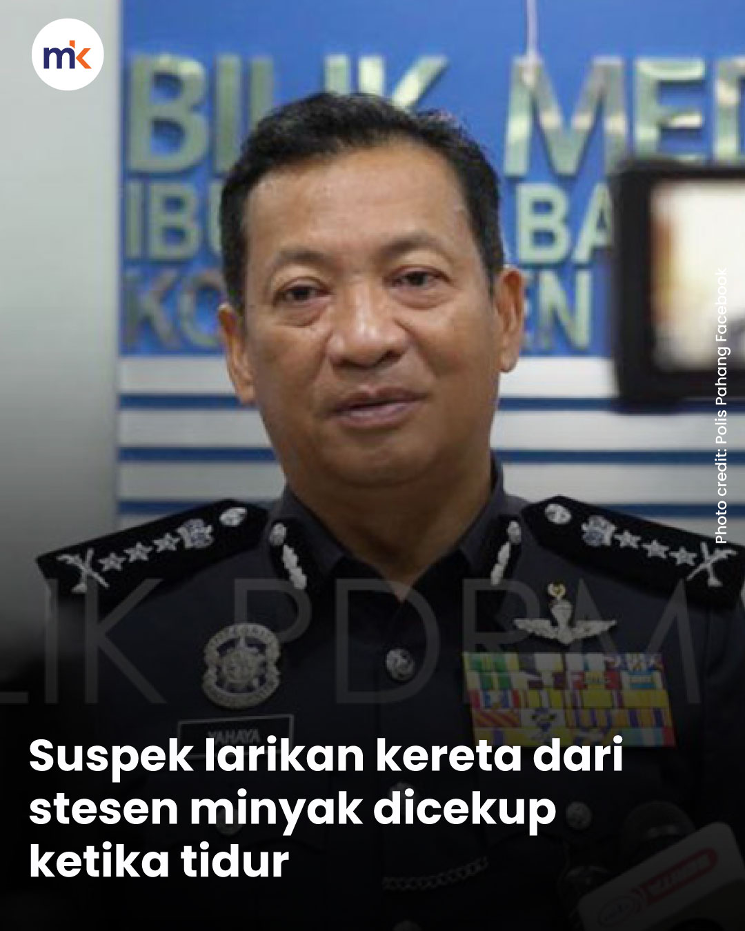 Suspek larikan kereta dari stesen minyak dicekup ketika tidur