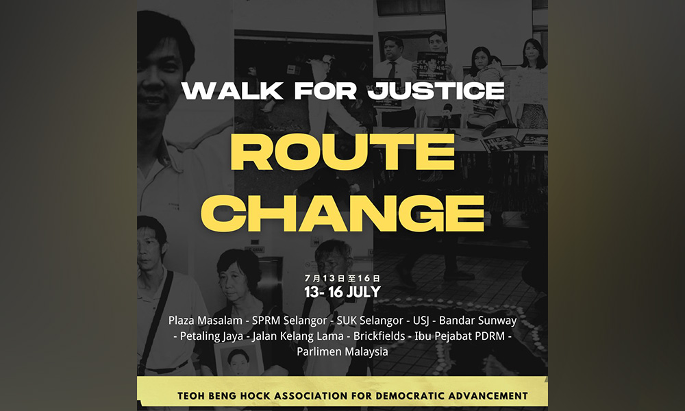 Teoh Beng Hock group shortens ‘Walk for Justice’, makes Parliament last stop
