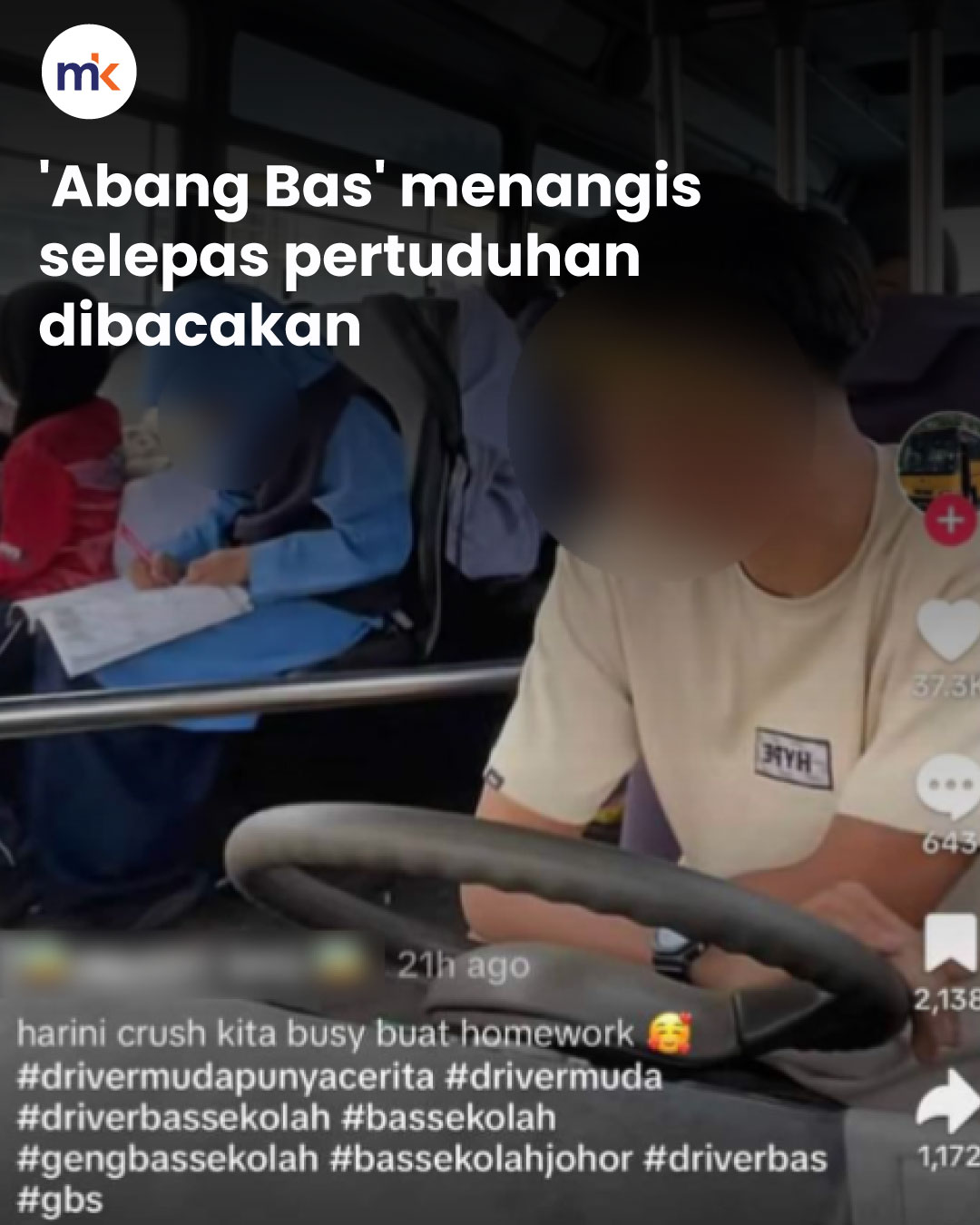 'Abang Bas' menangis selepas pertuduhan dibacakan
